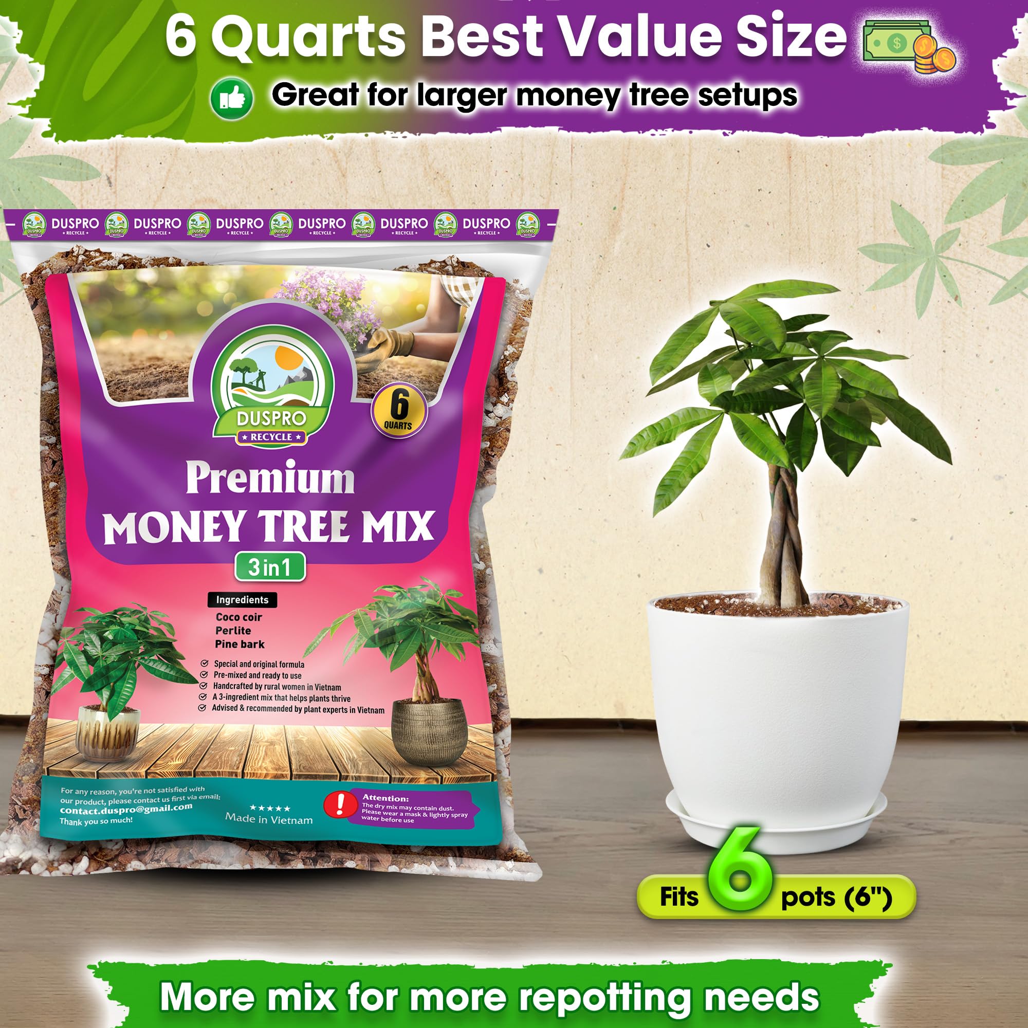Duspro Money Tree Soil in a garden setting