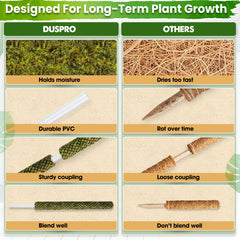 Duspro moss pole inserted into soil with climbing plant