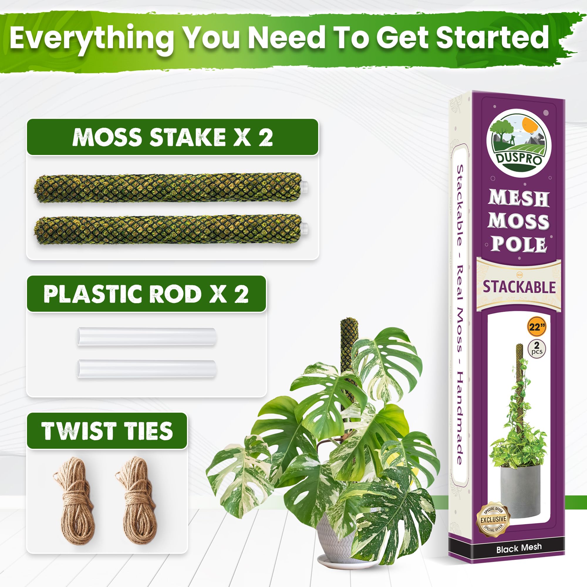 Duspro moss pole packaging front view