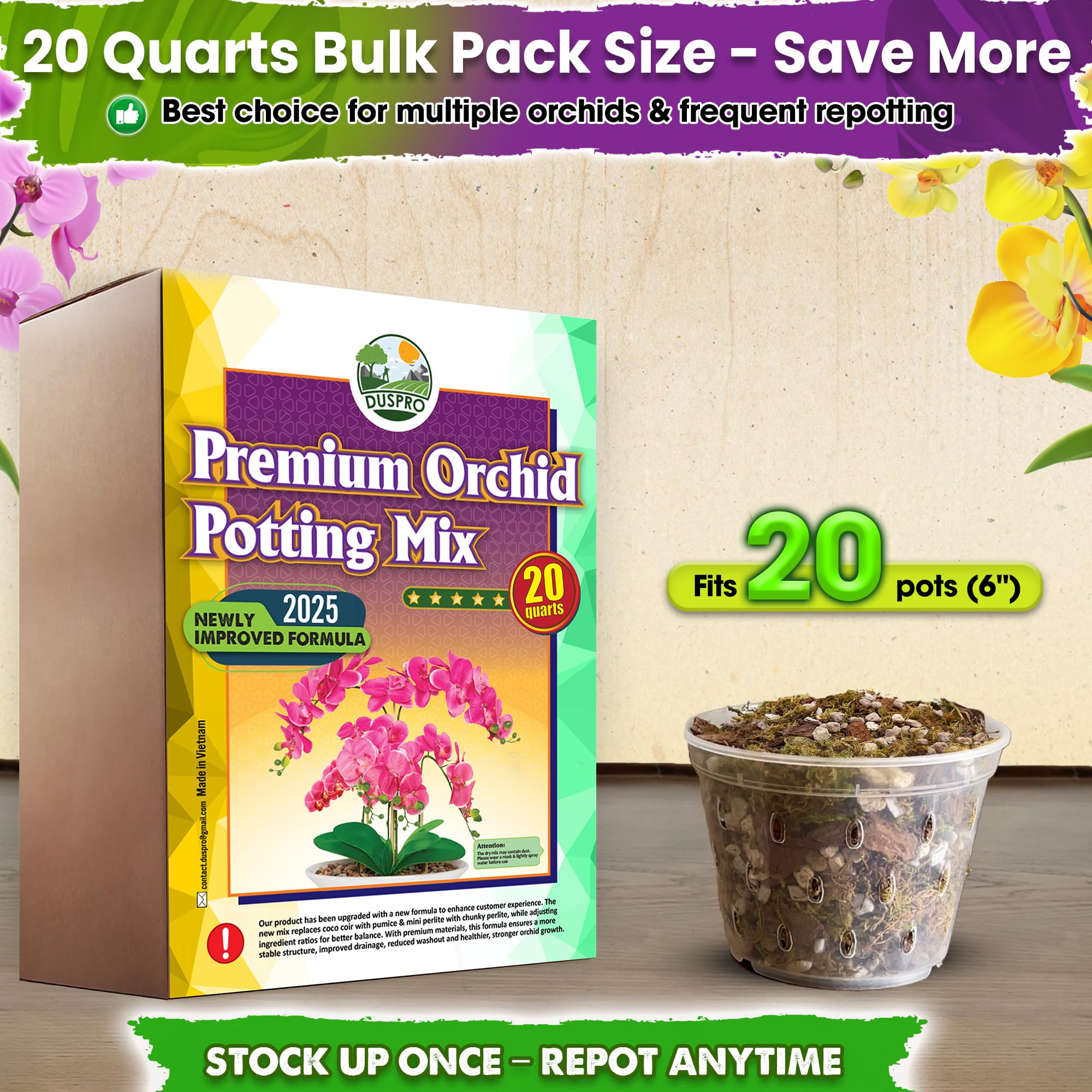 DUSPRO Orchid Potting Mix 20QT with measuring tool