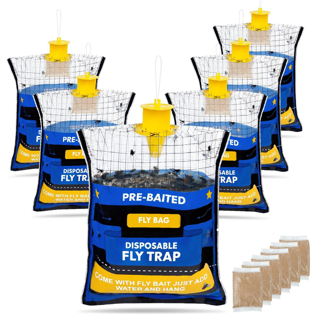 Dwcom Trap 6 Pack Disposable Fly Traps blue packaging front view