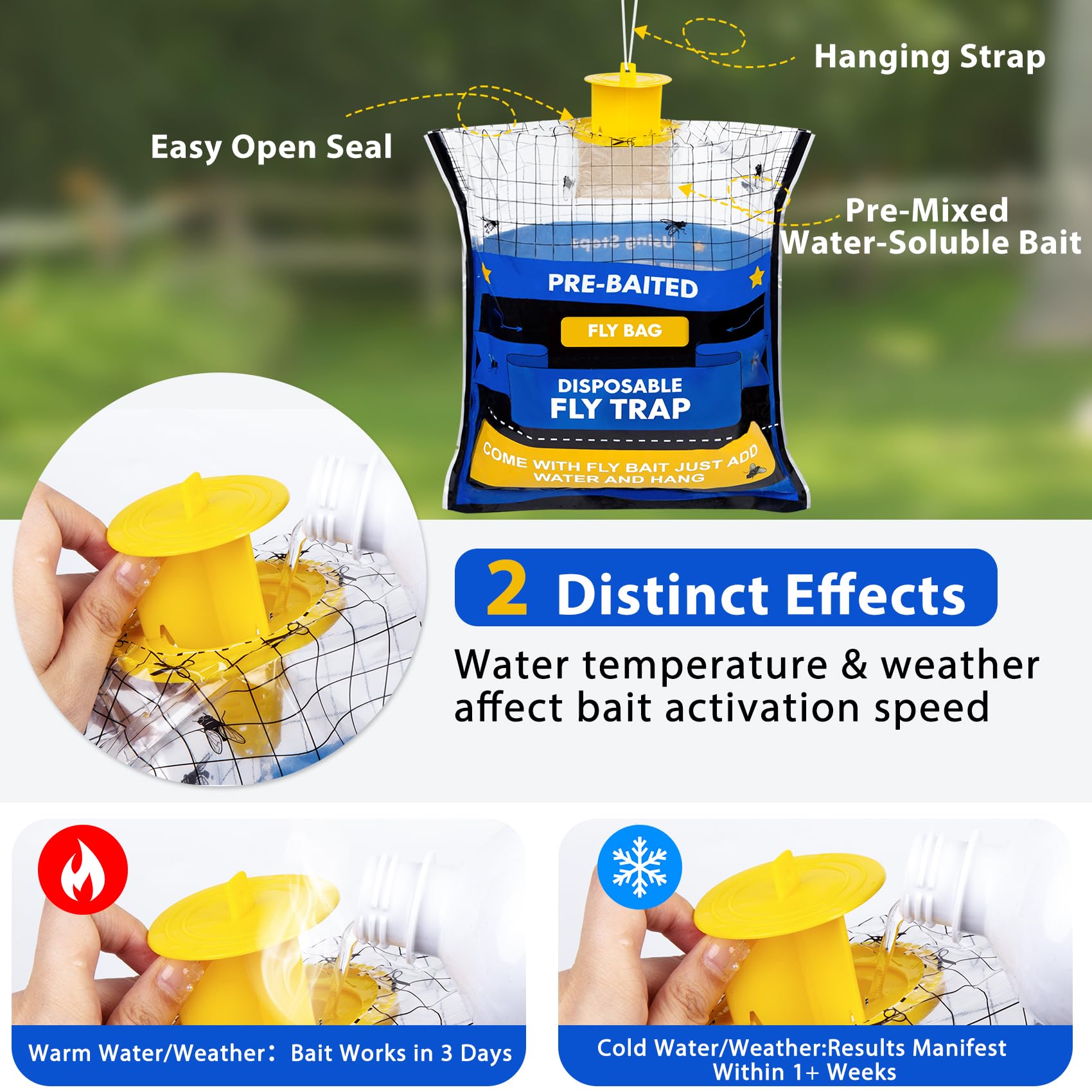 Dwcom Trap disposable fly trap in sunny garden