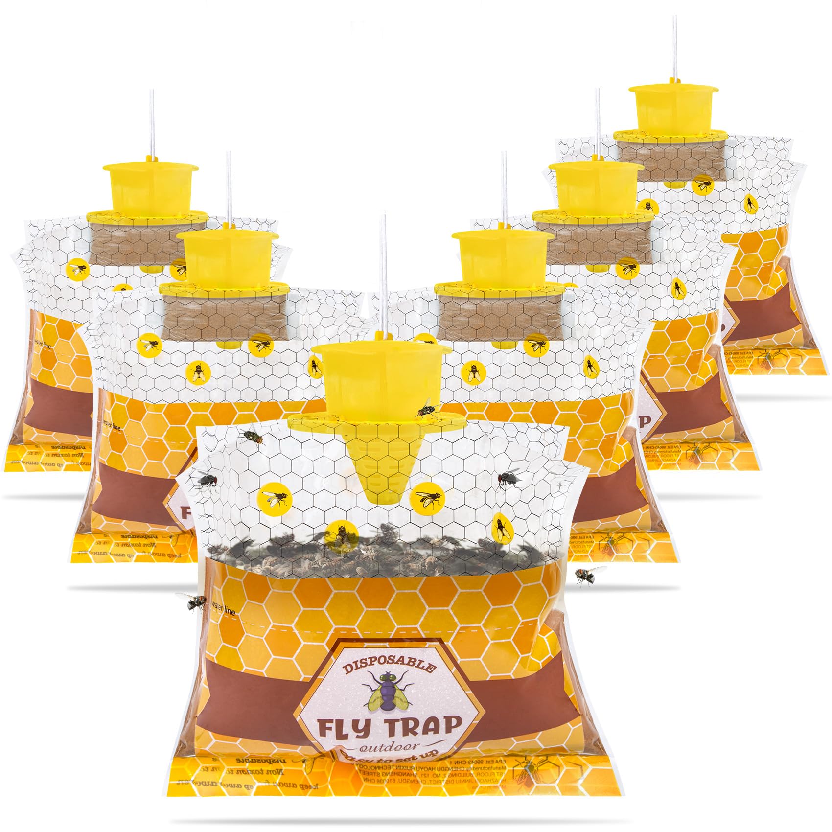Dwcom Trap Disposable Hanging Fly Trap Yellow Front View