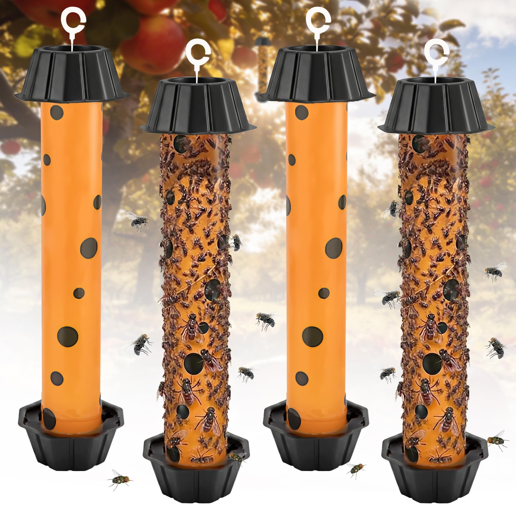 Dwcom Trap Fly Trap Strips 4 Pack, Orange colour front view