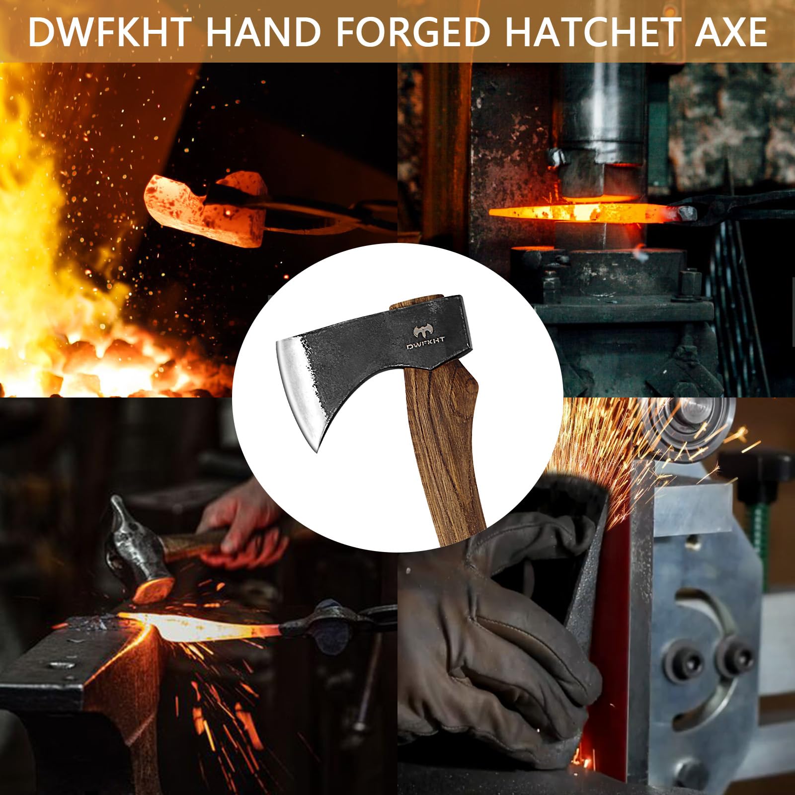 DWFKHT Camping Hatchet with sheath laid flat