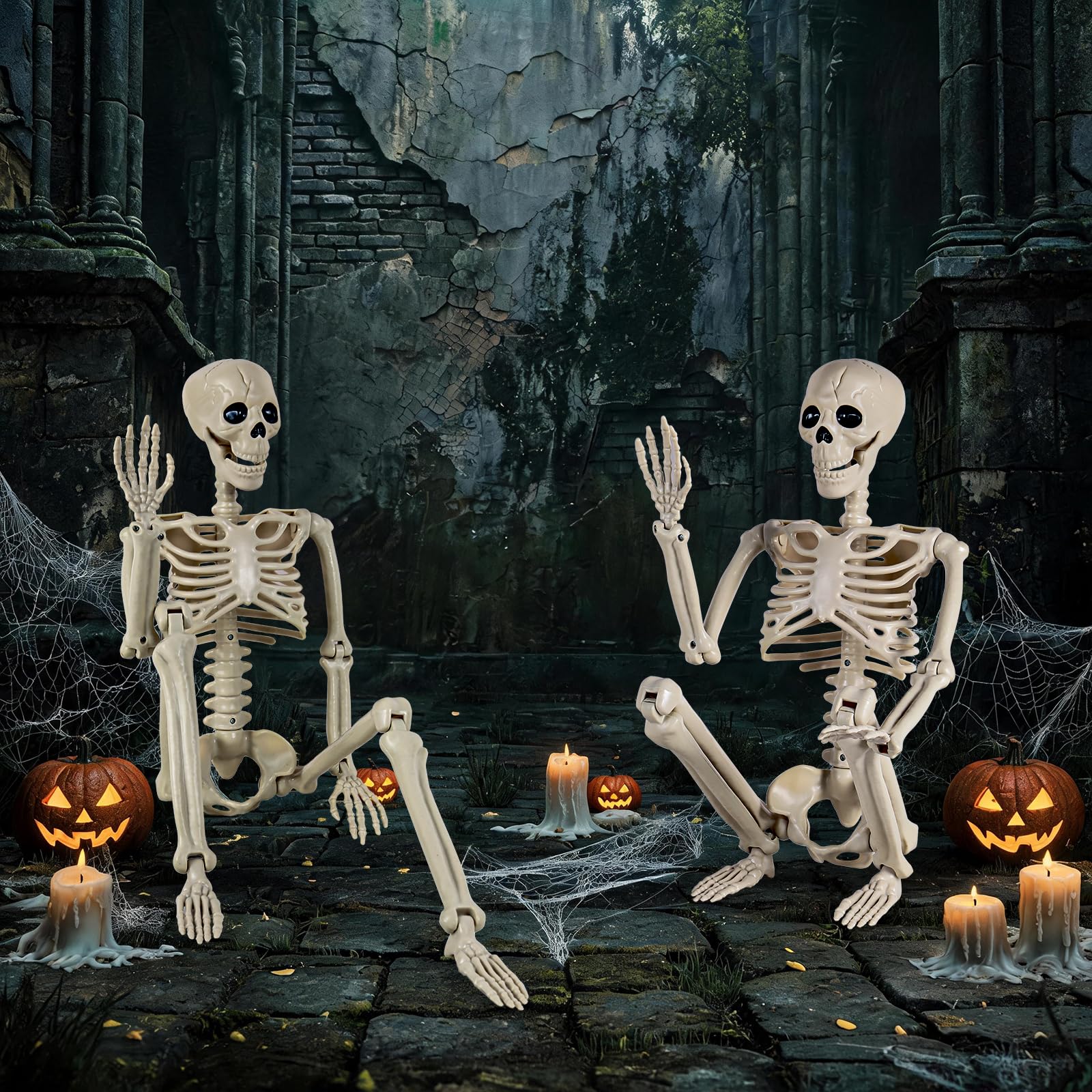 DWTS skeleton decoration set against a spooky backdrop