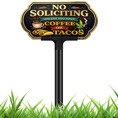 DXSIGN Funny Coffee No Soliciting Sign front view