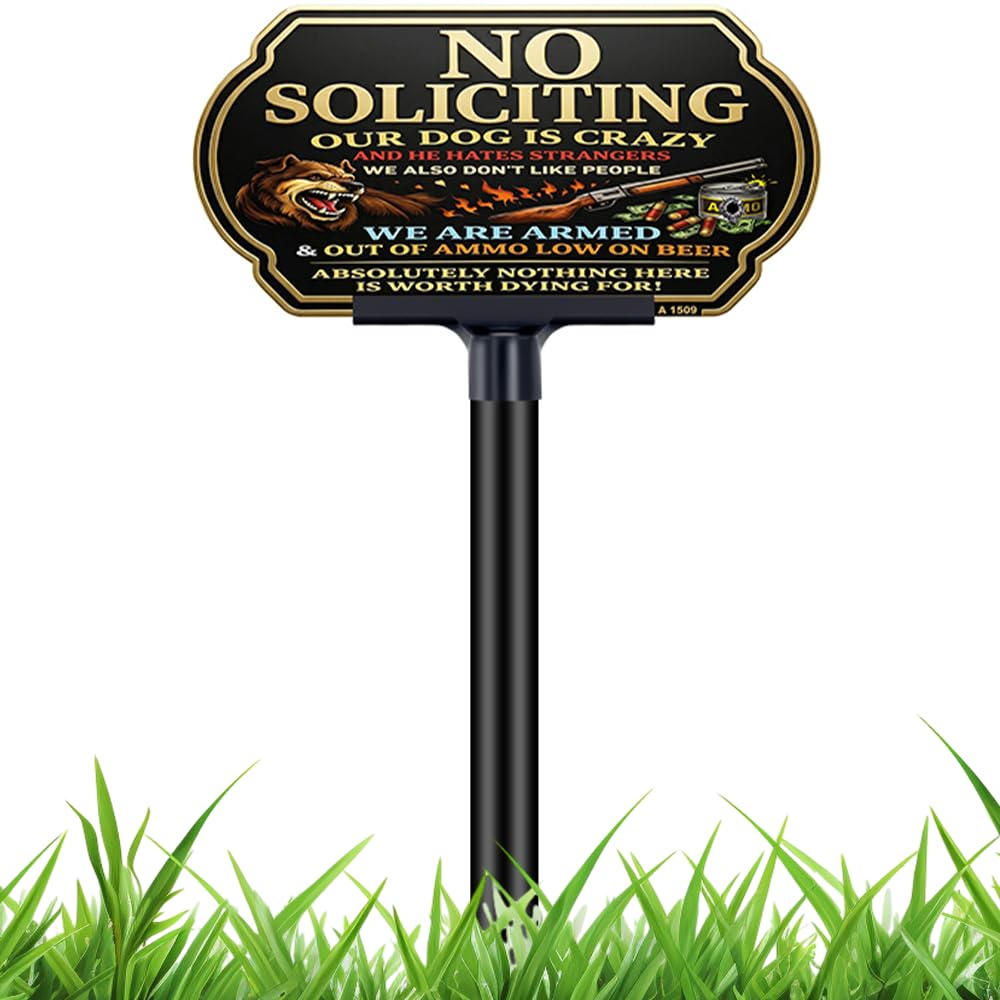 DXSIGN Funny Dog No Soliciting Sign front view