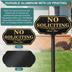 DXSIGN No Soliciting Sign installed in a garden