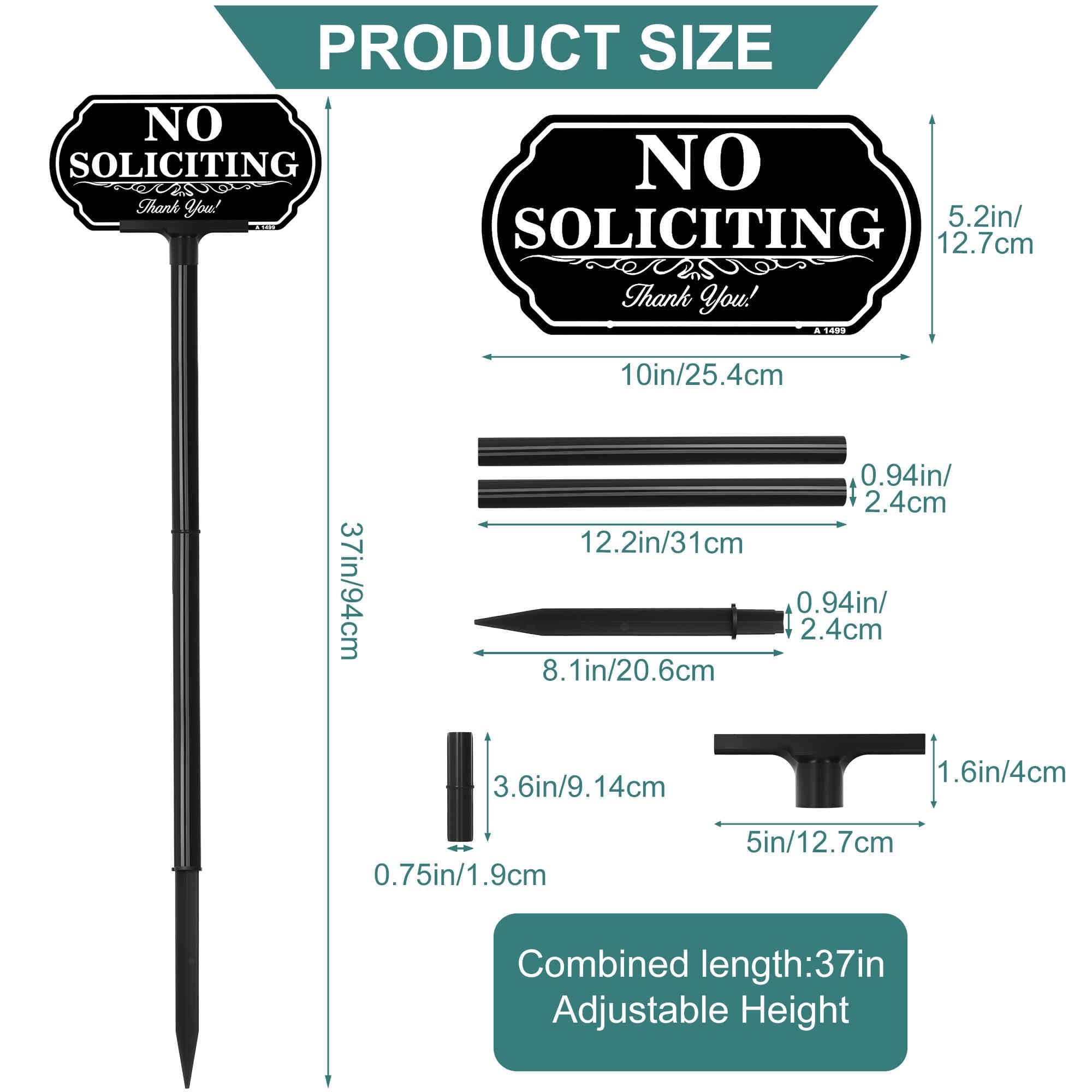 DXSIGN No Soliciting Sign packaging and included accessories