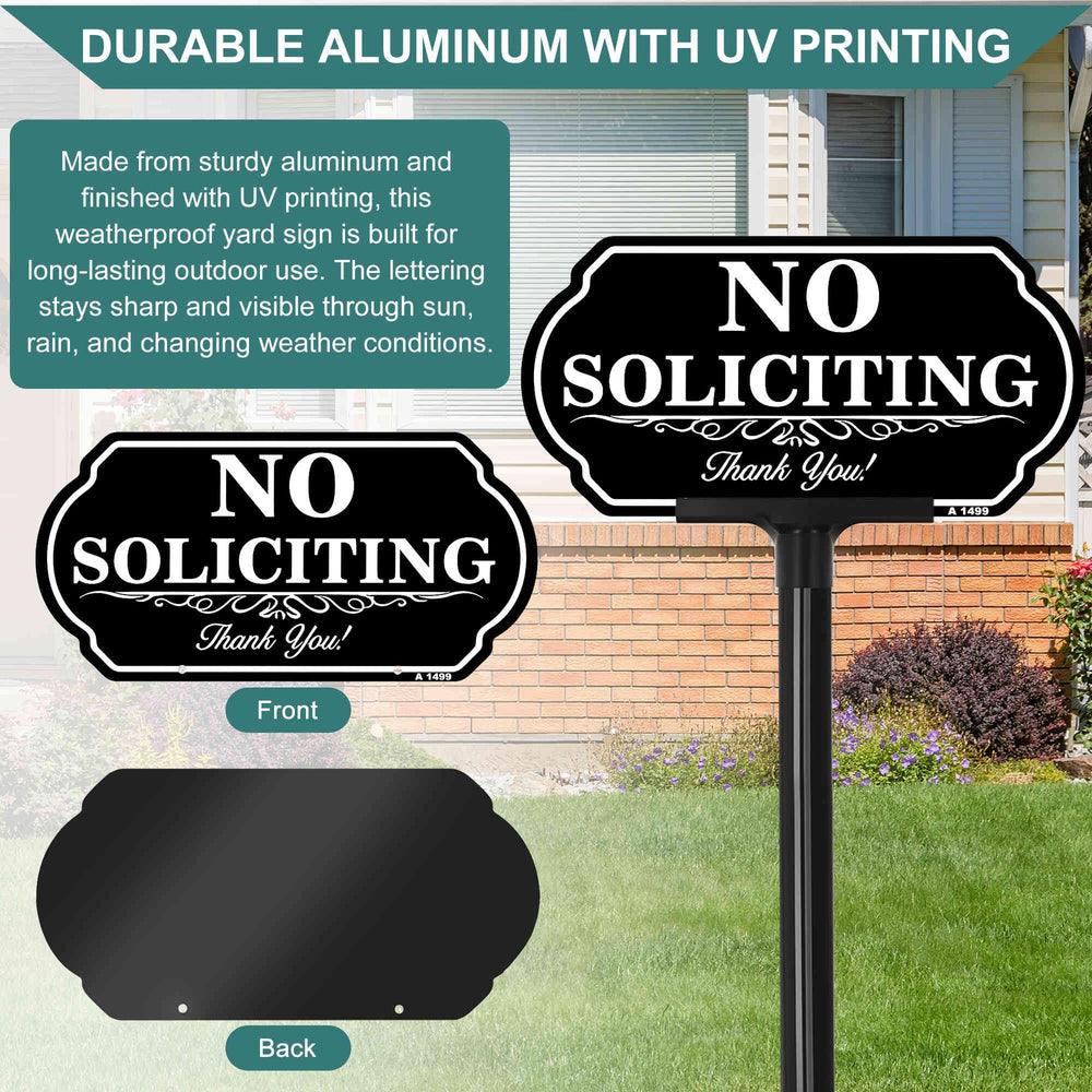 DXSIGN No Soliciting Sign weatherproof features displayed