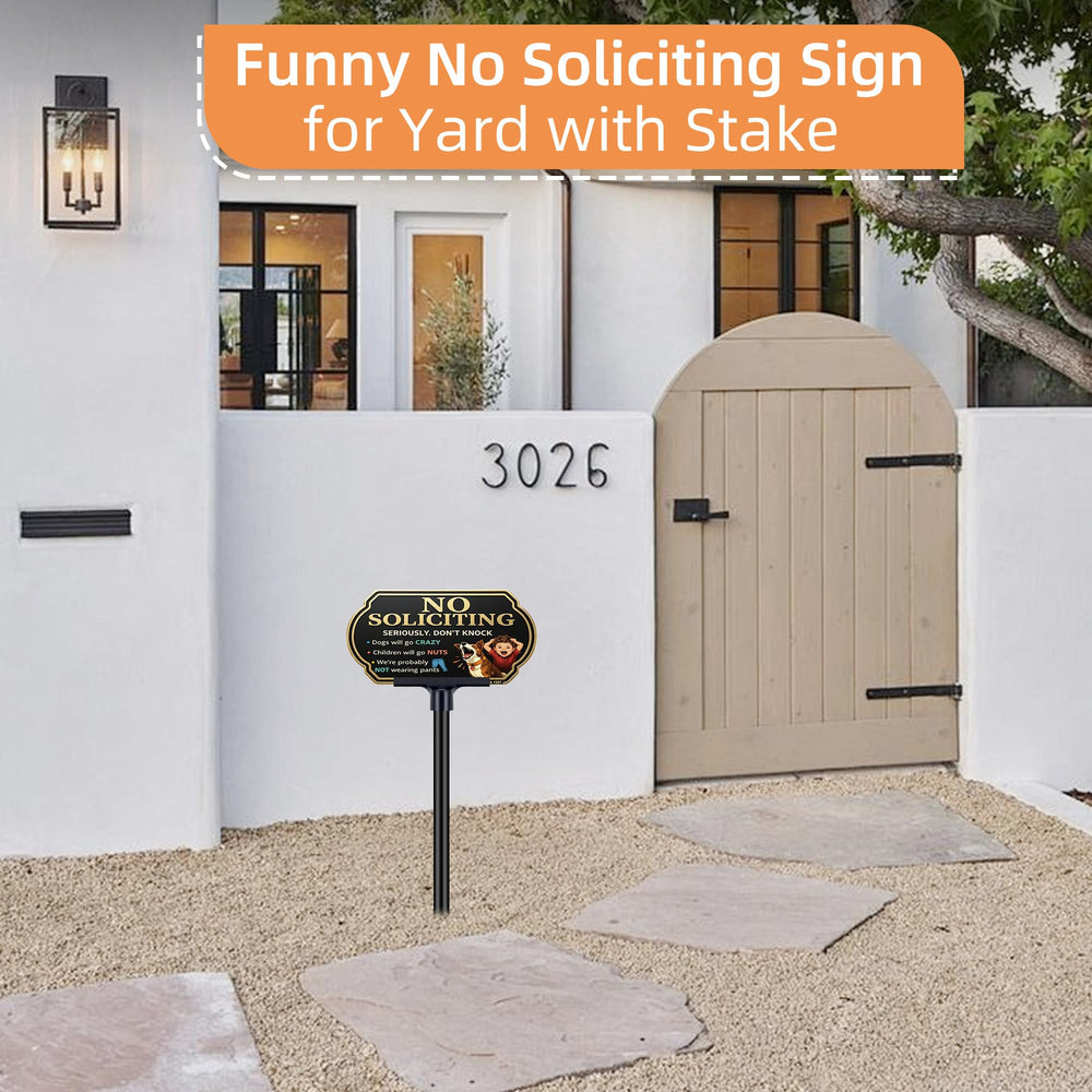 DXSIGN No Soliciting Sign with adjustable height pole