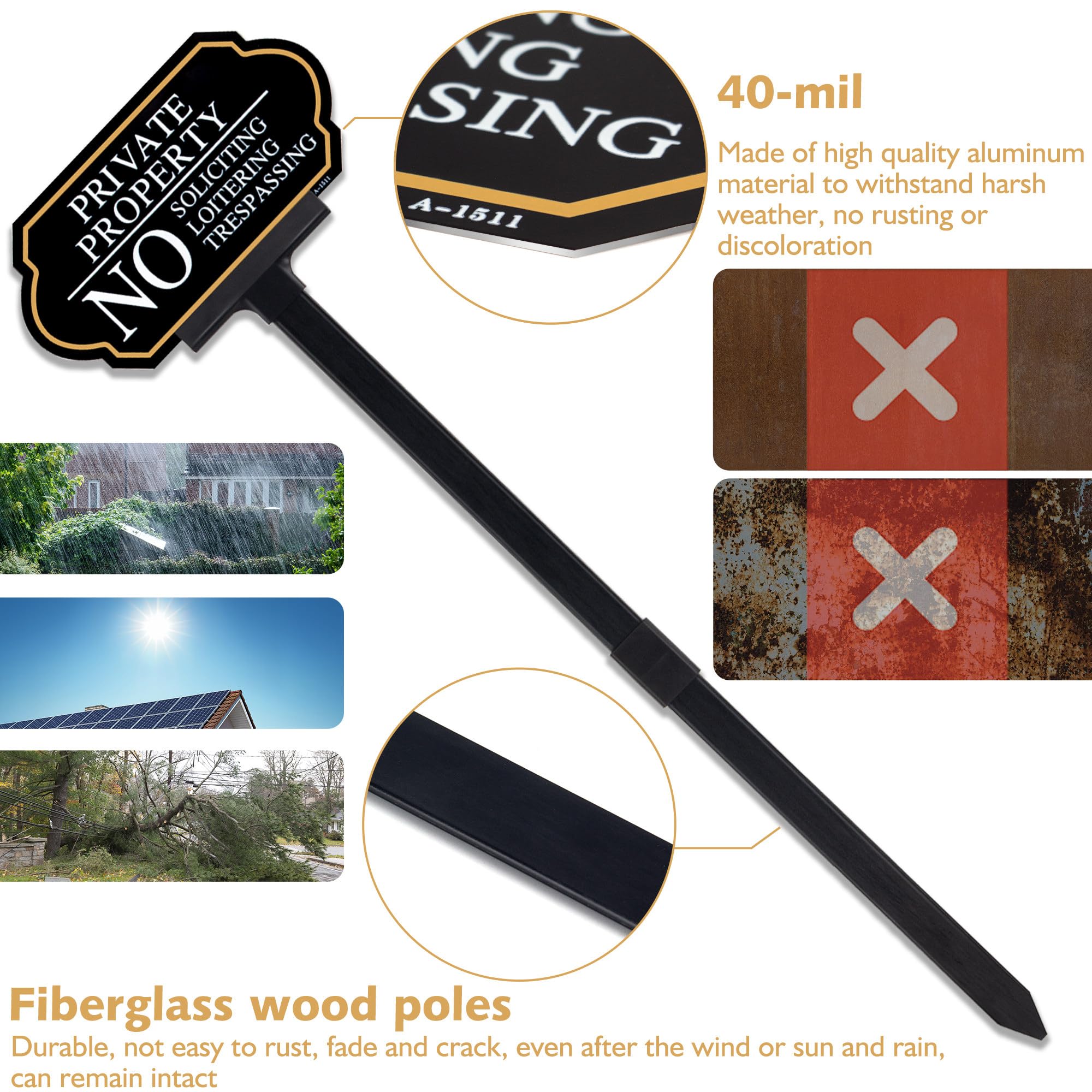DXSIGN No Soliciting Sign with foldable fiberglass stake