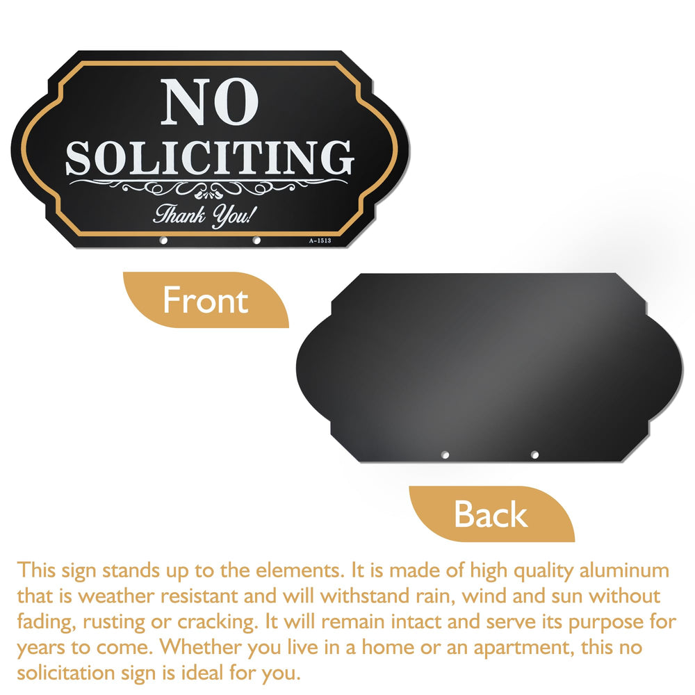 DXSIGN No Soliciting Yard Sign on display near a front door