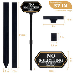 DXSIGN No Soliciting Yard Sign with adjustable fiberglass stake