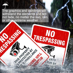 Dxyizus Signs 10x14 No Trespassing sign showing rust-free aluminum material