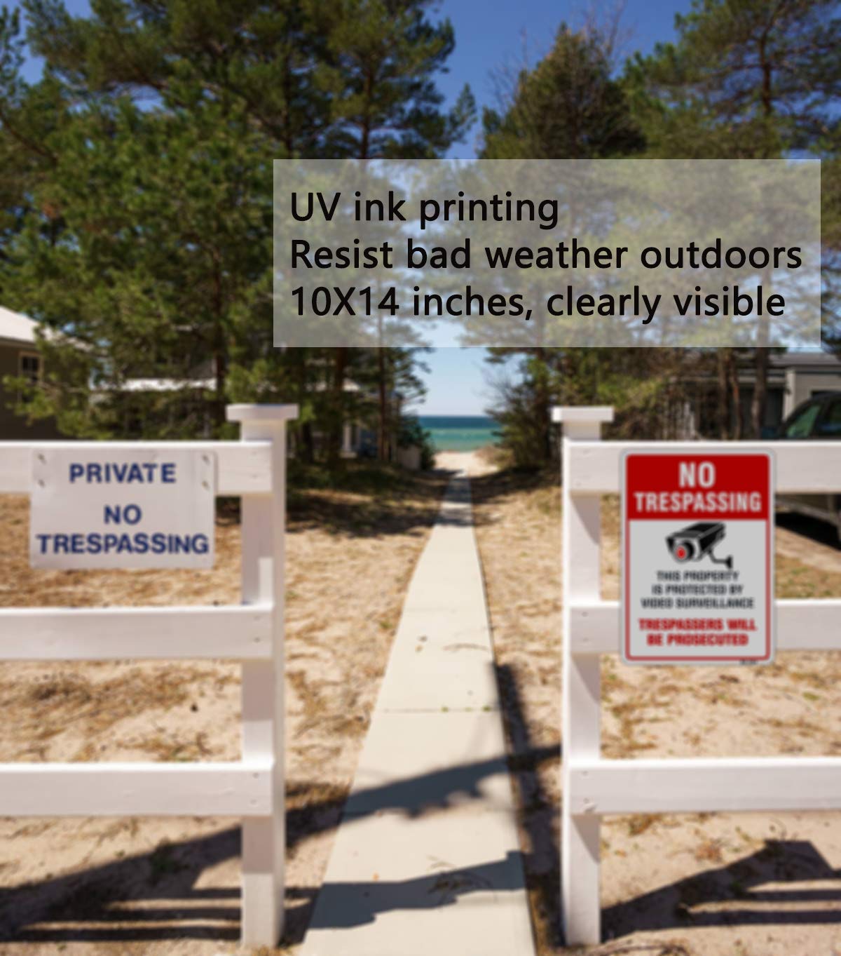 Dxyizus Signs 10x14 No Trespassing sign with pre-drilled holes