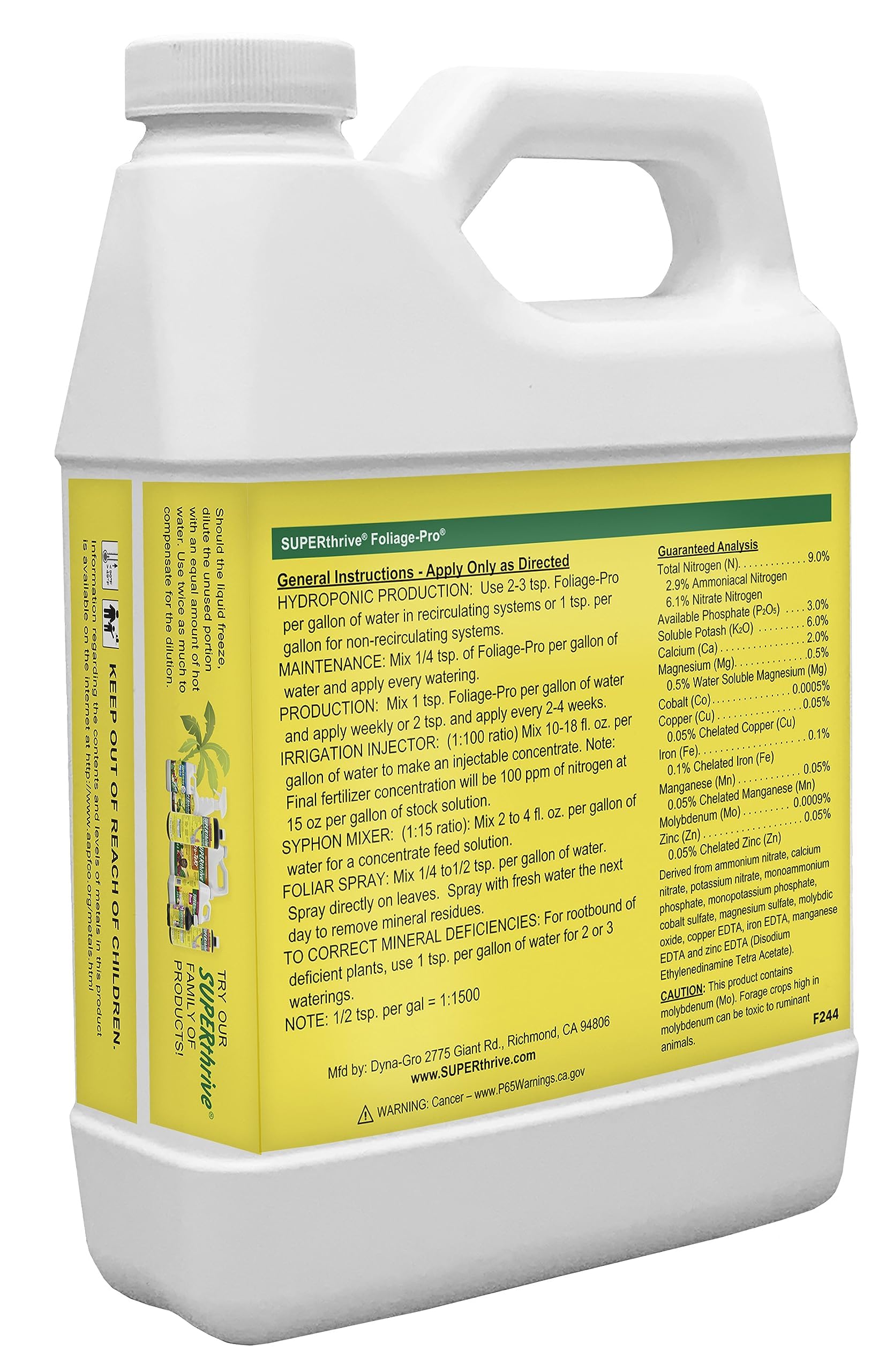 Dyna-Gro Foliage-Pro 1 Qt bottle side view with label