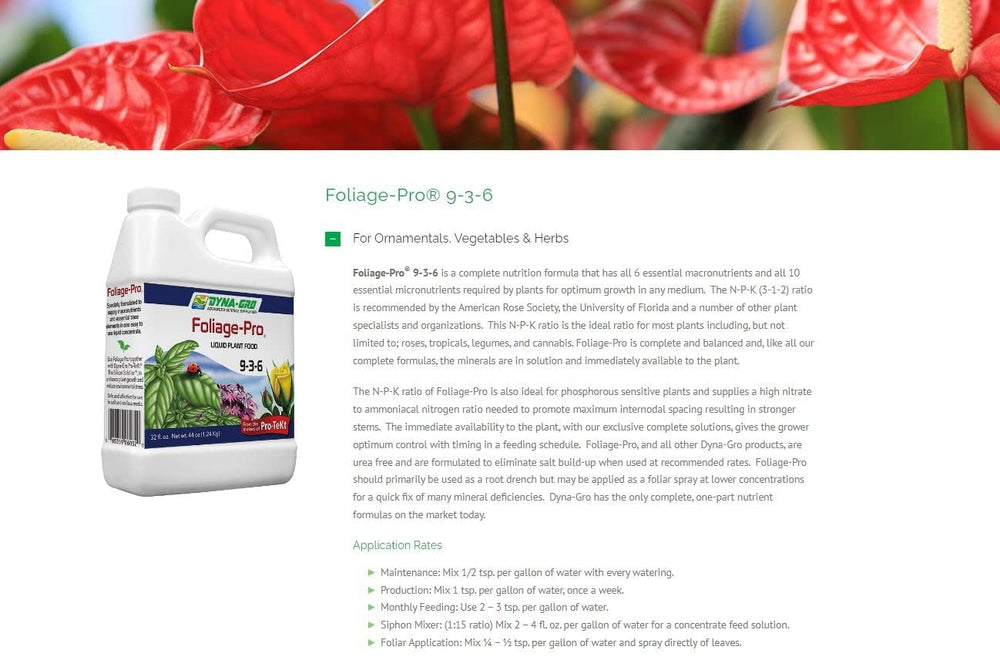 Dyna-Gro Foliage-Pro liquid nutrient in a watering can