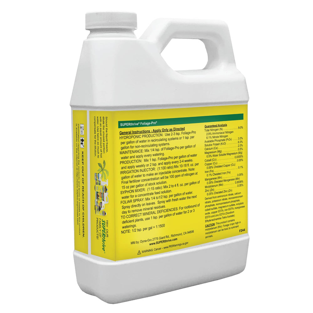 Dyna-Gro Liquid Fertilizer label close-up