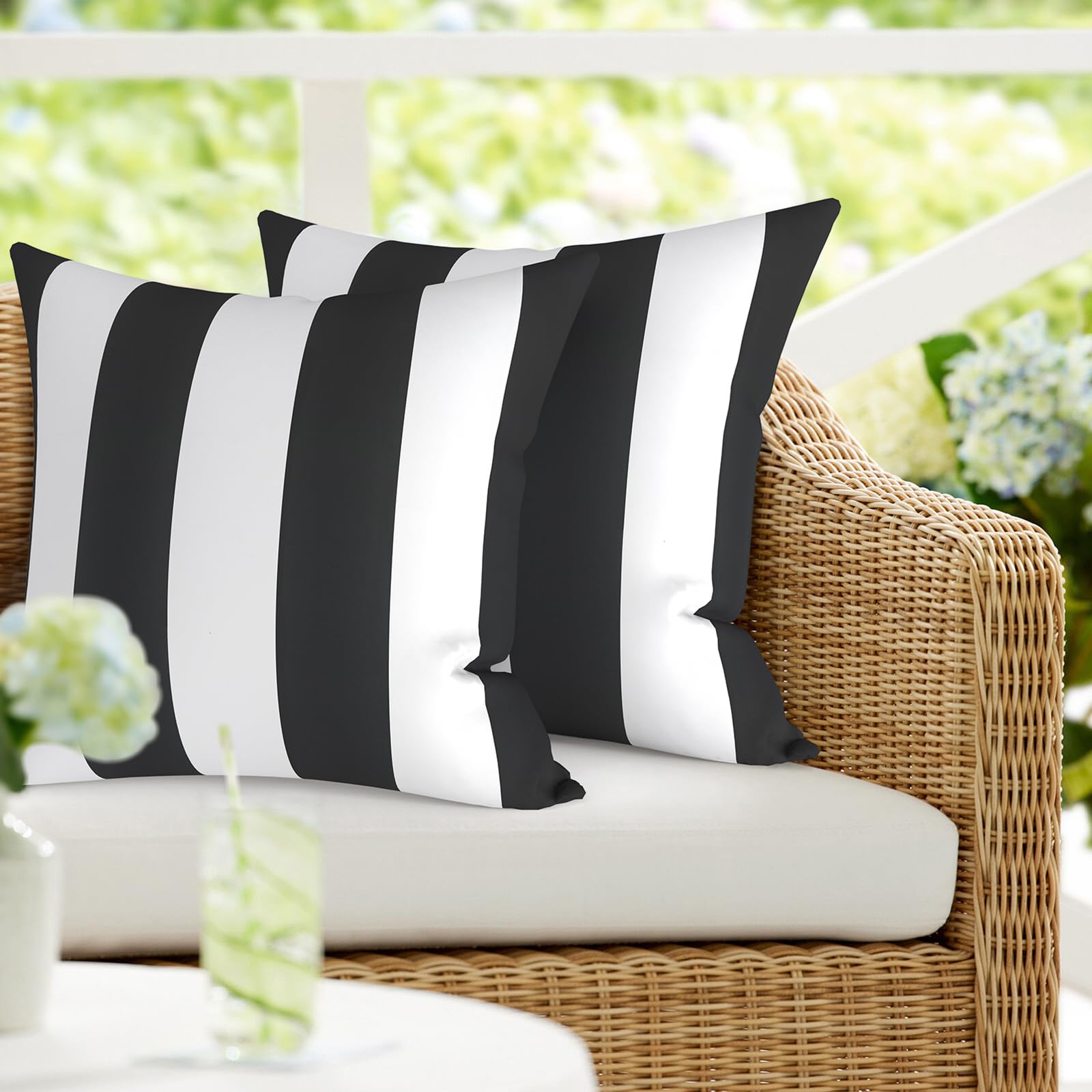 DYTXIII 18x18 outdoor pillow cover front view in Cabana Black