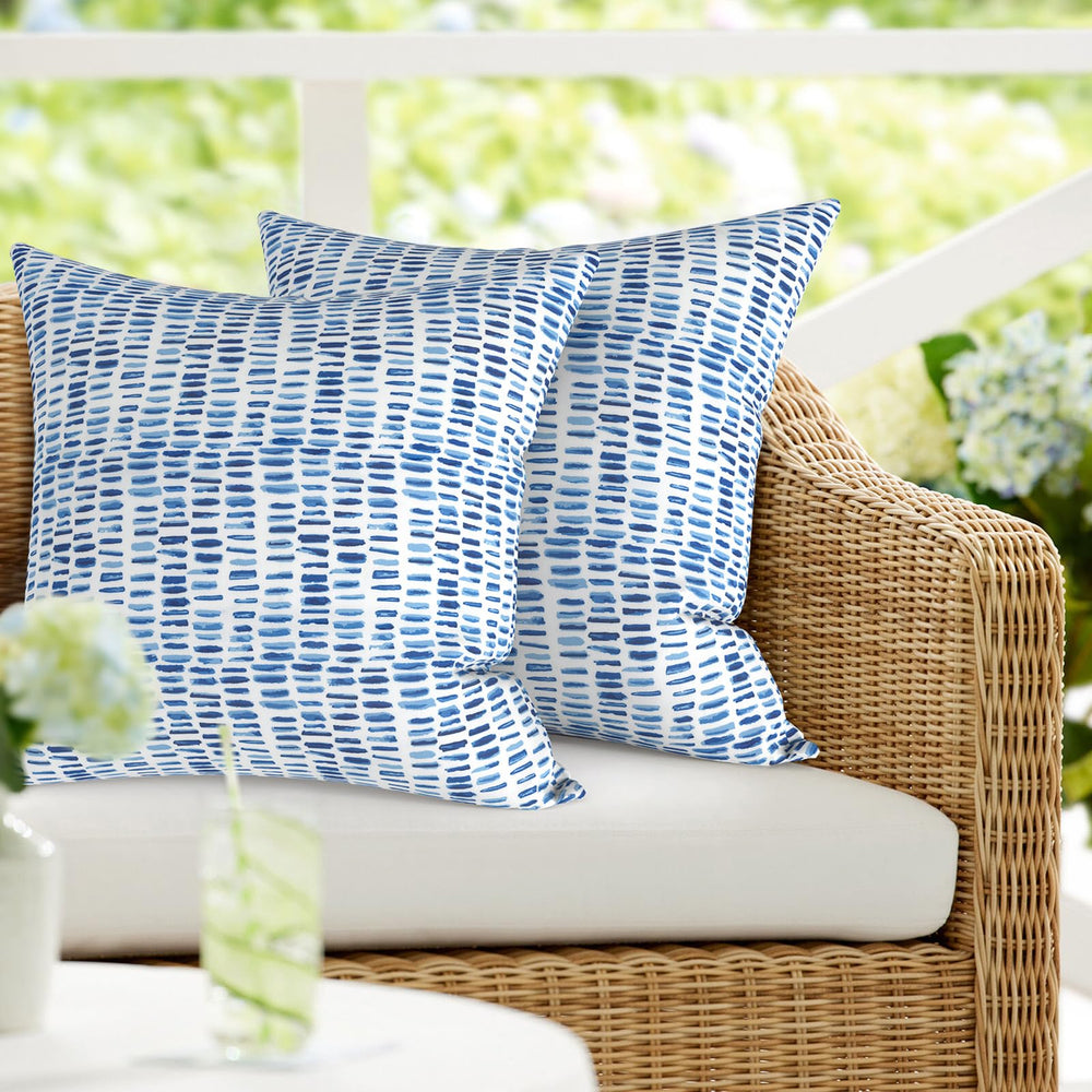 DYTXIII 18x18 waterproof outdoor pillow front view in Pebble Blue