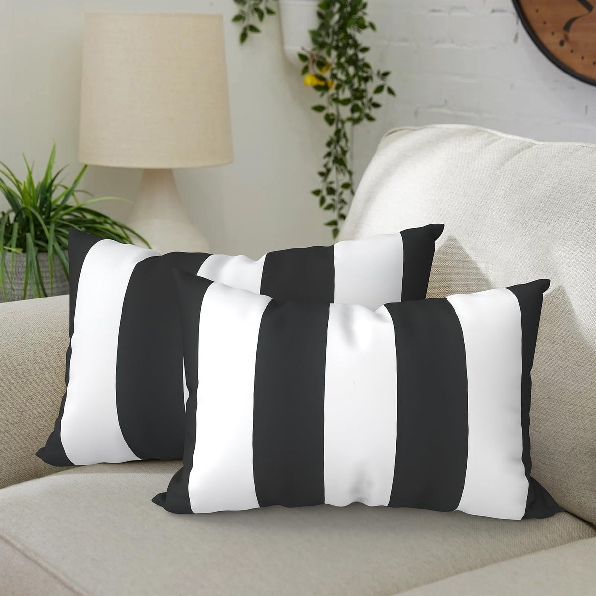 DYTXIII Outdoor Waterproof Lumbar Pillow Cover front view Cabana Black