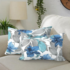 DYTXIII Outdoor Waterproof Lumbar Pillow Covers in Clemens Noir Blue front view