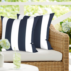 DYTXIII Outdoor Waterproof Pillow Covers in Cabana Navy front view