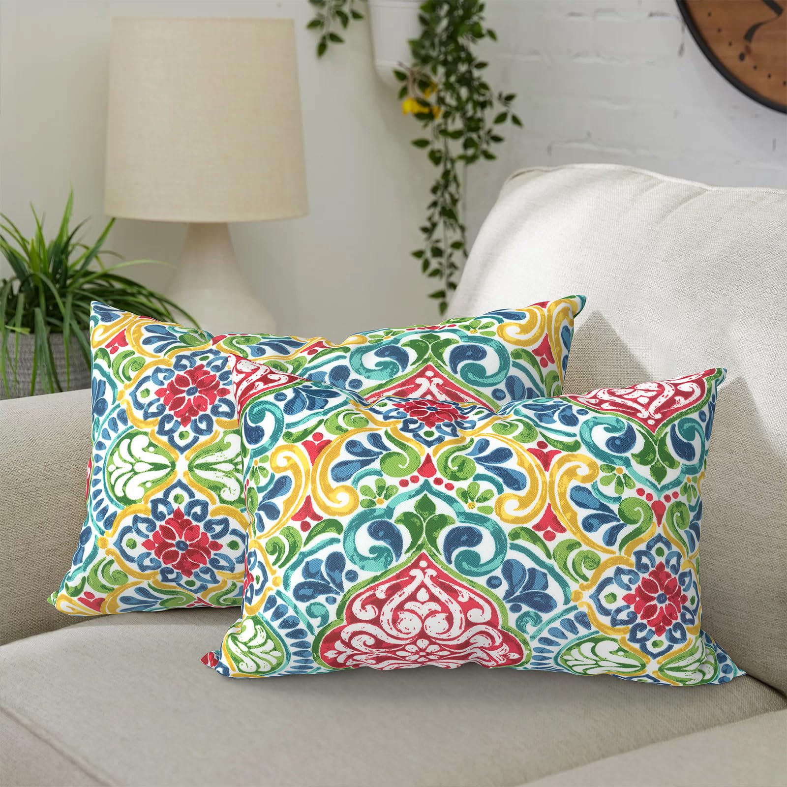 DYTXIII waterproof lumbar pillow front view in damask red