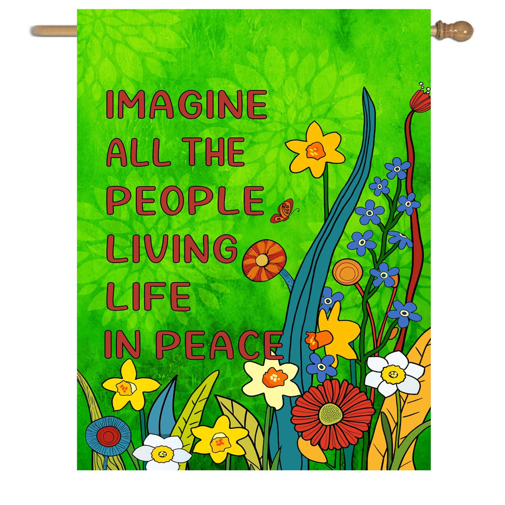 DZGlobal 28x40 garden flag featuring peace design front view