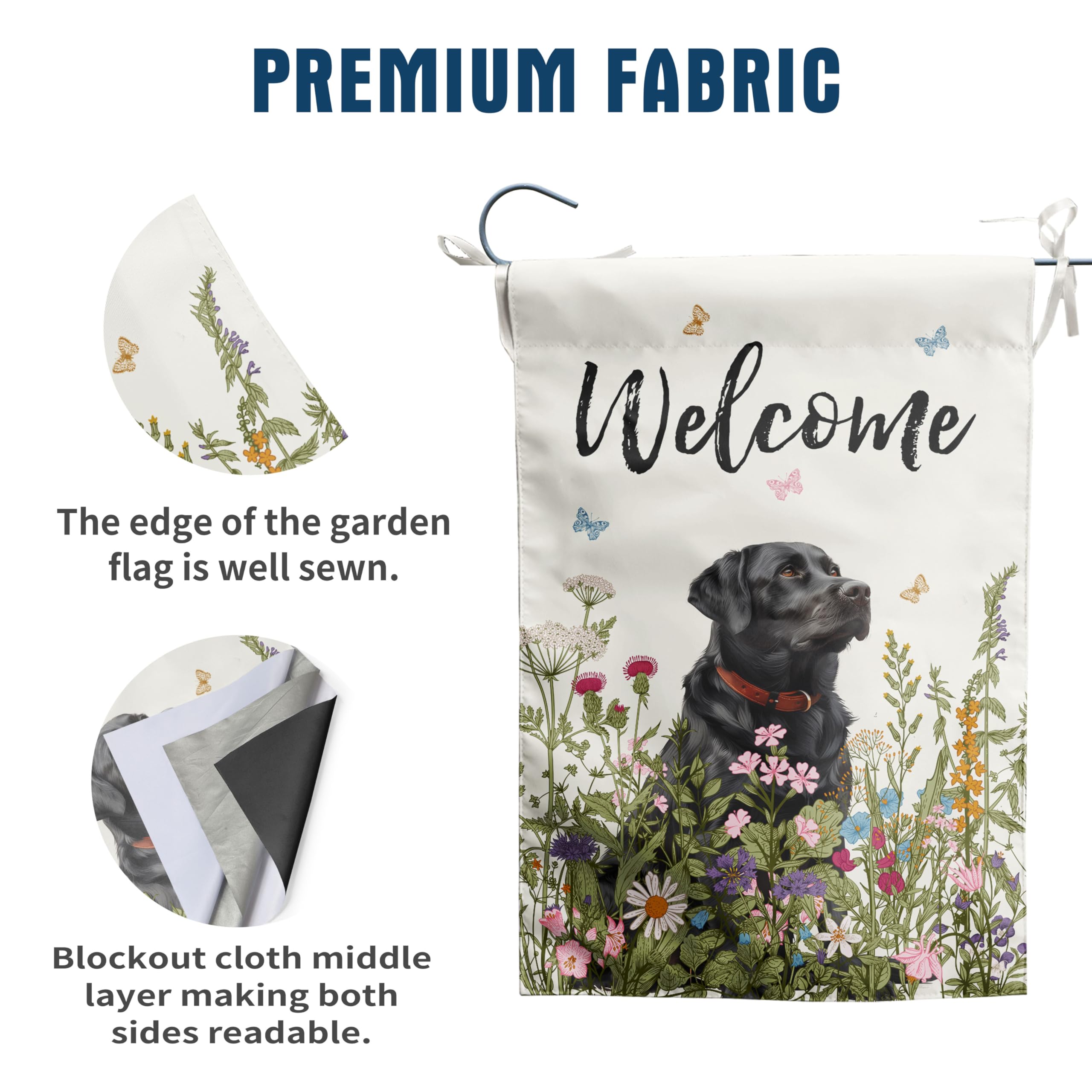 DZGlobal Black Lab Garden Flag in a garden setting