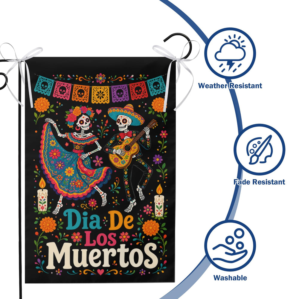 DZGlobal Dia De Los Muertos garden flag displayed in garden