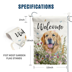 DZGlobal Golden Retriever Garden Flag back view showing double-sided print
