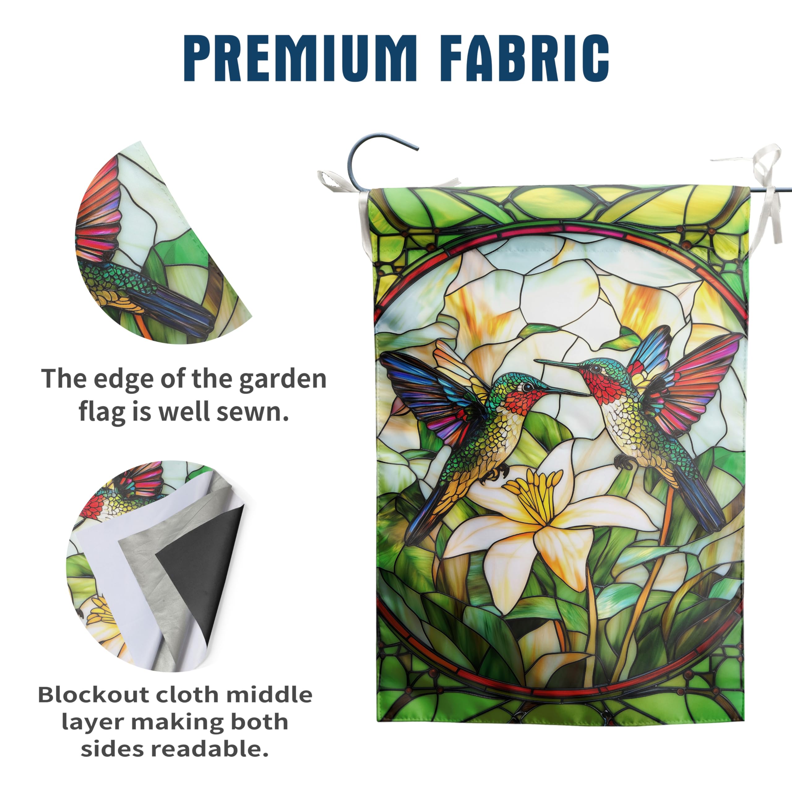 DZGlobal hummingbird garden flag displayed in a garden
