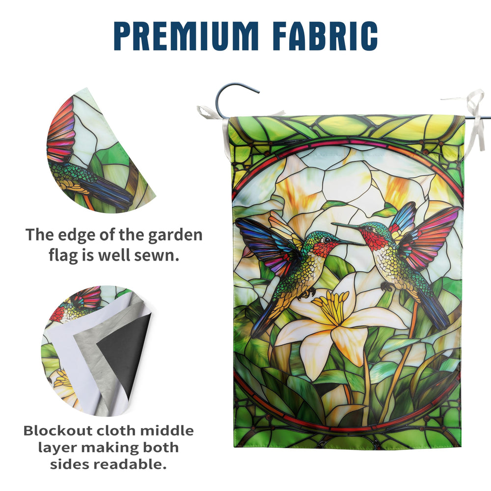 DZGlobal hummingbird garden flag displayed in a garden