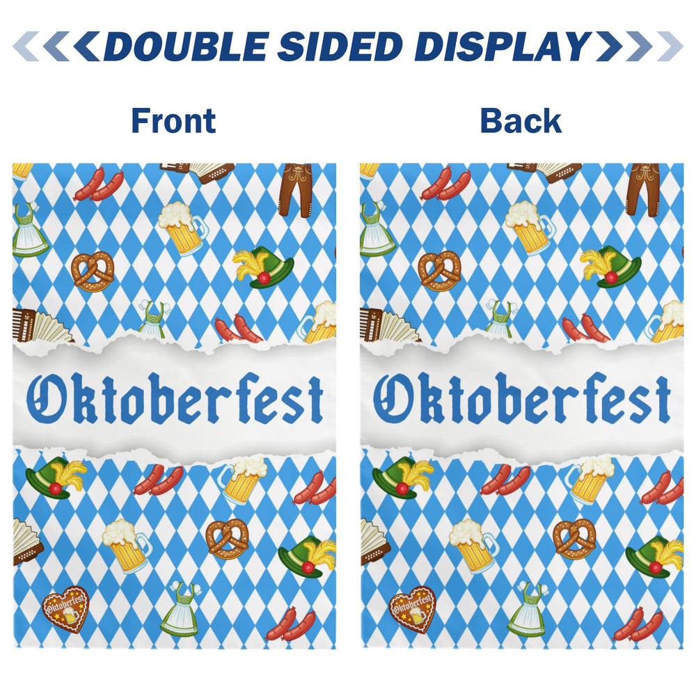 DZGlobal Oktoberfest Garden Flag displayed in a garden