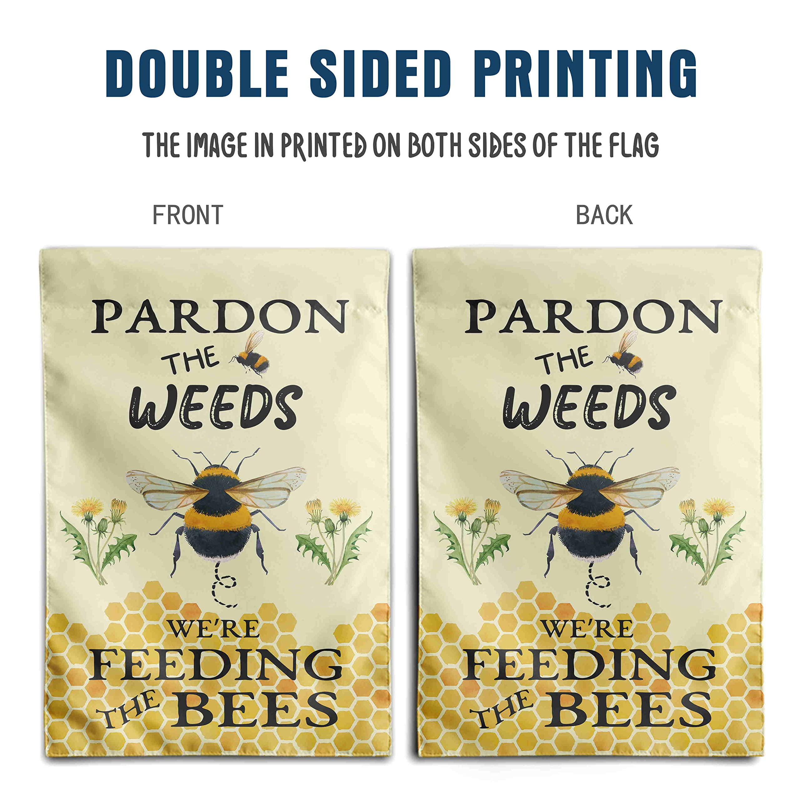 DZGlobal Summer Bee Garden Flag showing double-sided print