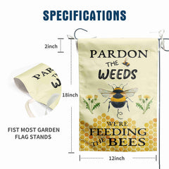 DZGlobal Summer Bee Garden Flag side view showing hanging sleeve