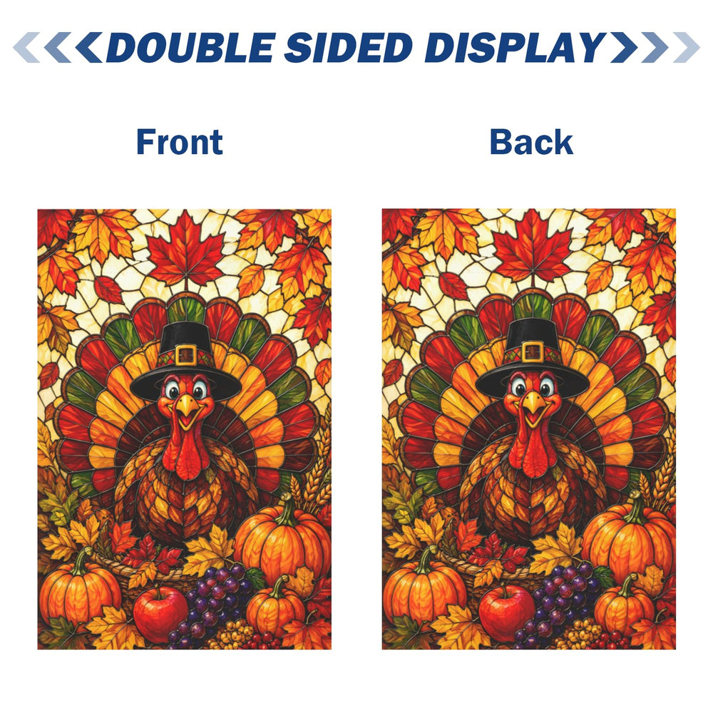 DZGlobal Thanksgiving Garden Flag displayed on a porch