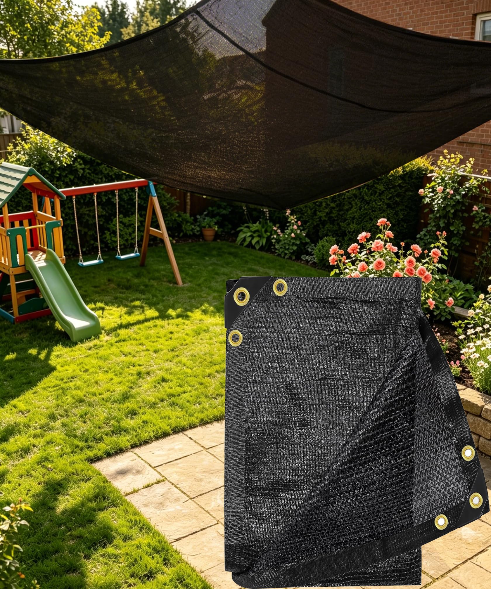 e.share 10FT x 16FT black shade cloth front view