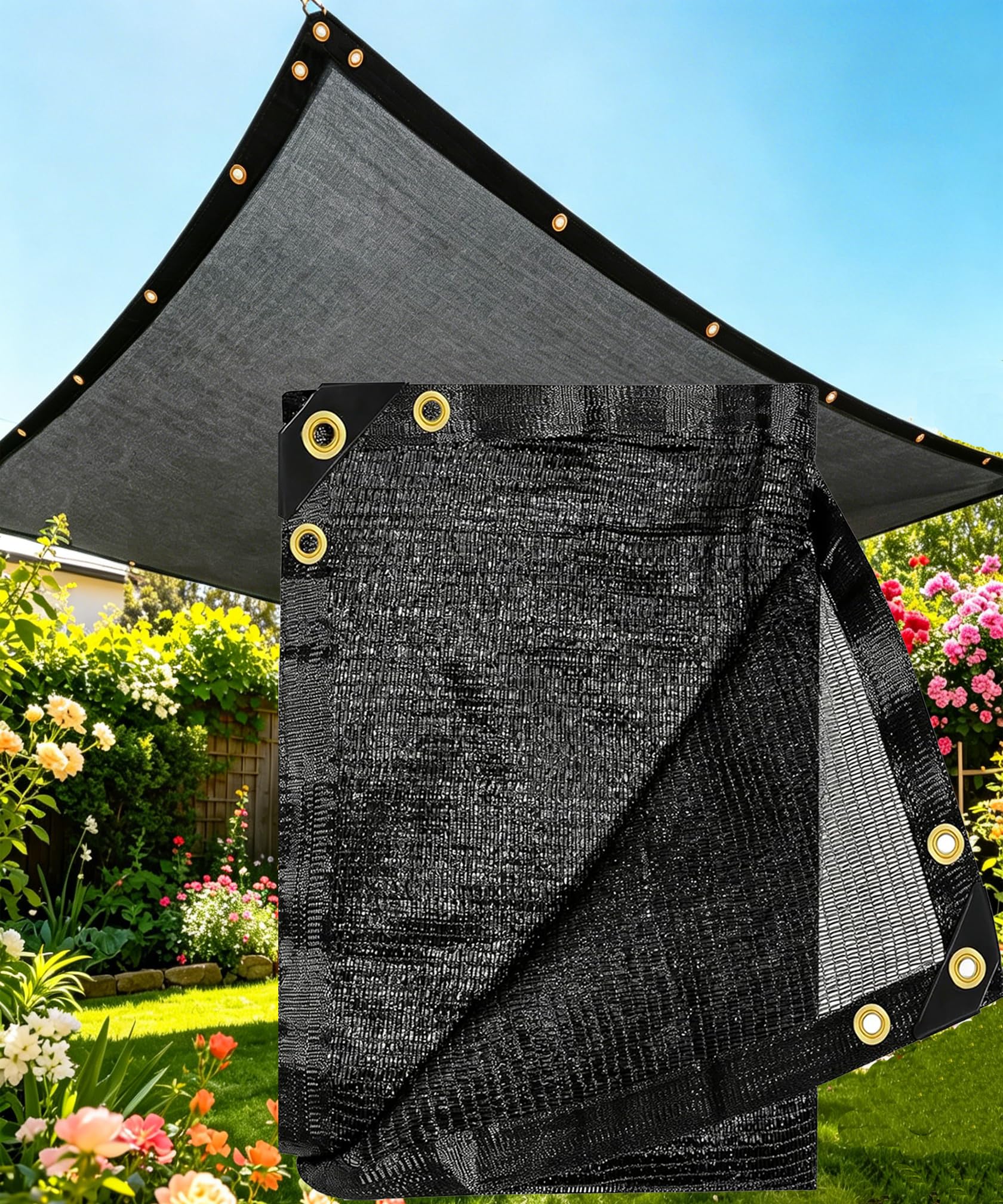 e.share Black Garden Shade Cloth 12FT x 8FT front view