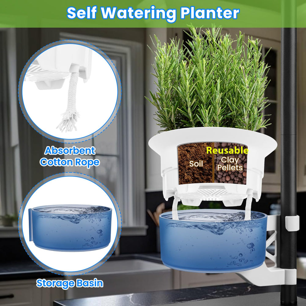 E SUPEREGROW Hydroponics System components including growing light and pot