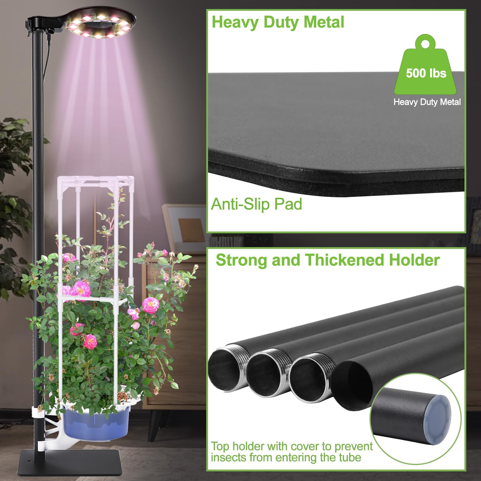 E SUPEREGROW Hydroponics System with full spectrum LED grow light