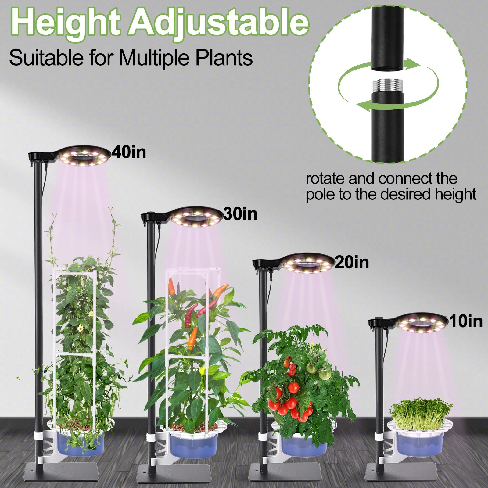E SUPEREGROW Hydroponics System with plants growing on trellis