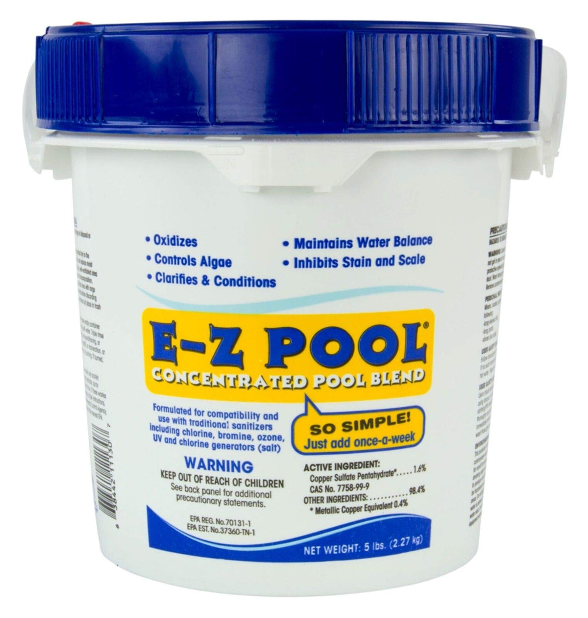 E-z Pool 5# Bucket front view with label details