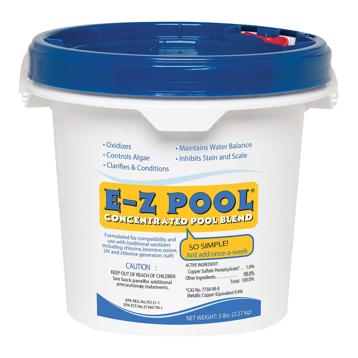 E-z Pool All in One Pool Care Solution 5 lb powder front view