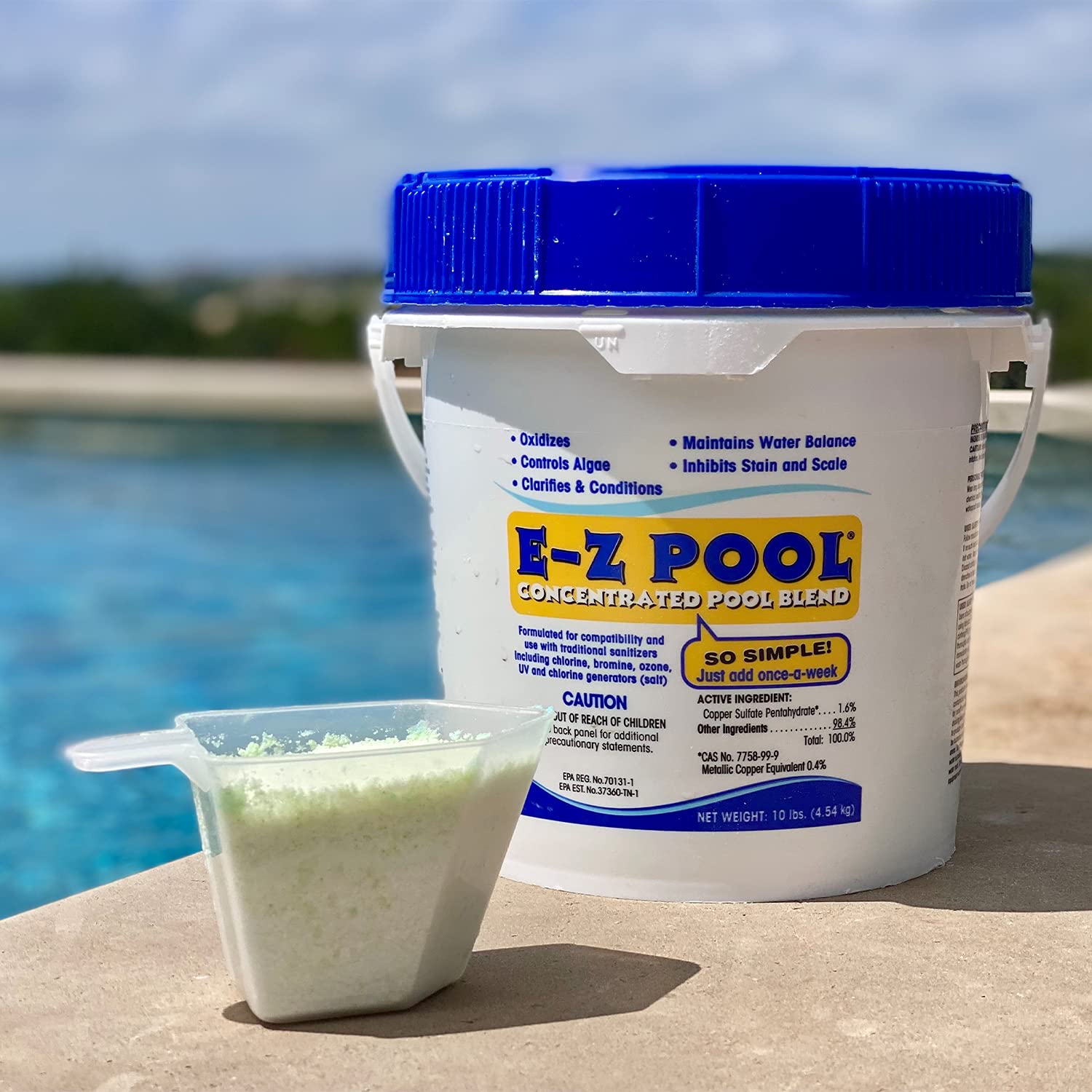 E-z Pool All in One Pool Care Solution 5 lb powder packaging details