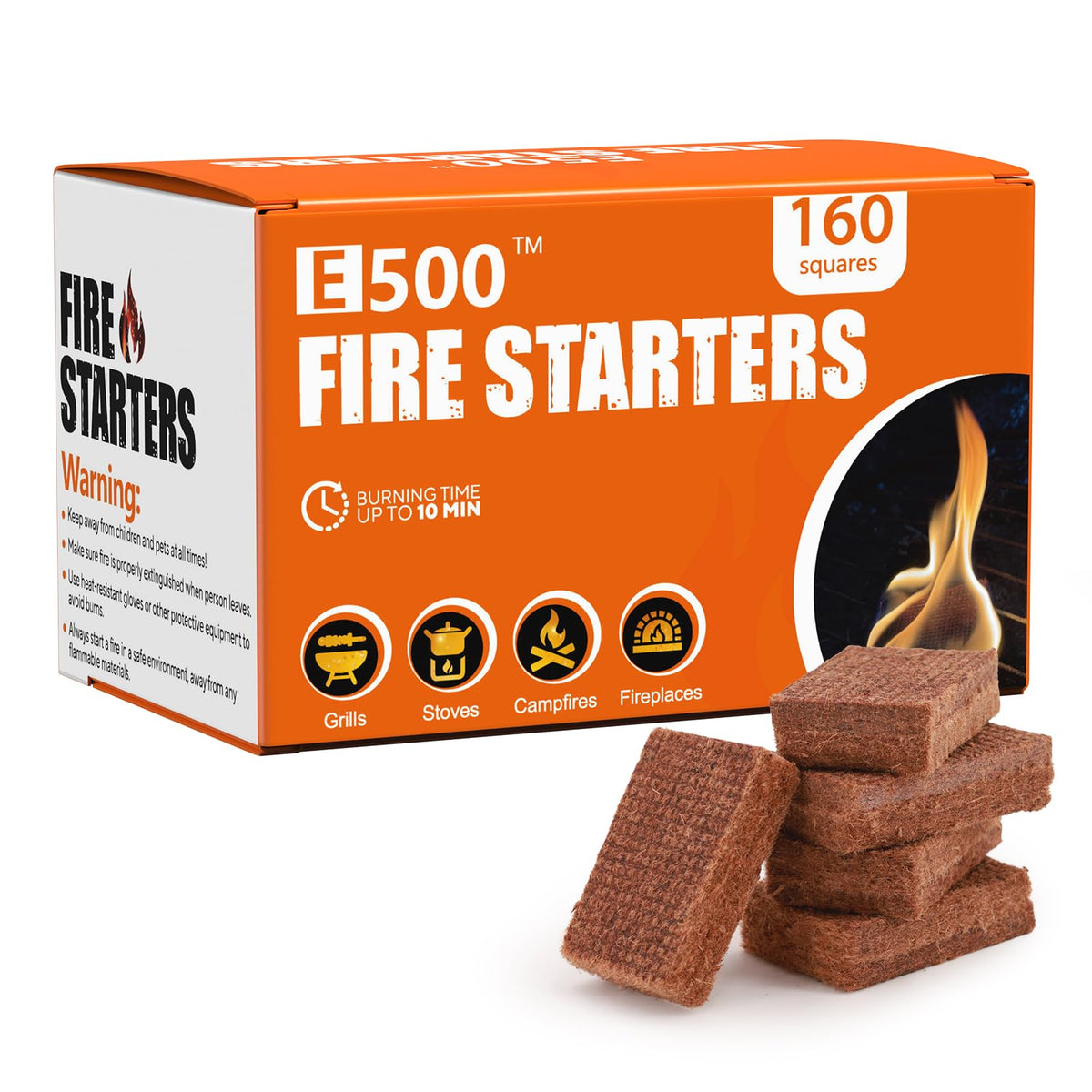 E500 Fire Starter Sticks 160PCS pack front view