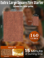 E500 Fire Starter Sticks cube size comparison